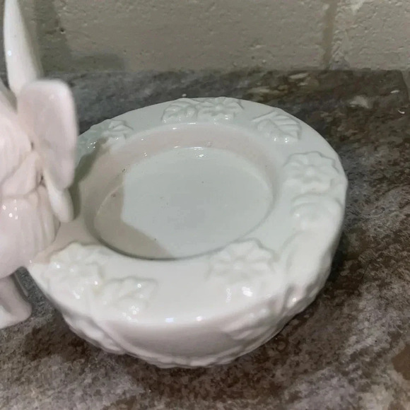 White Glass Sabre Brand Cottagecore Fairy Tea light candle holder grandma hippie - Picture 8 of 14